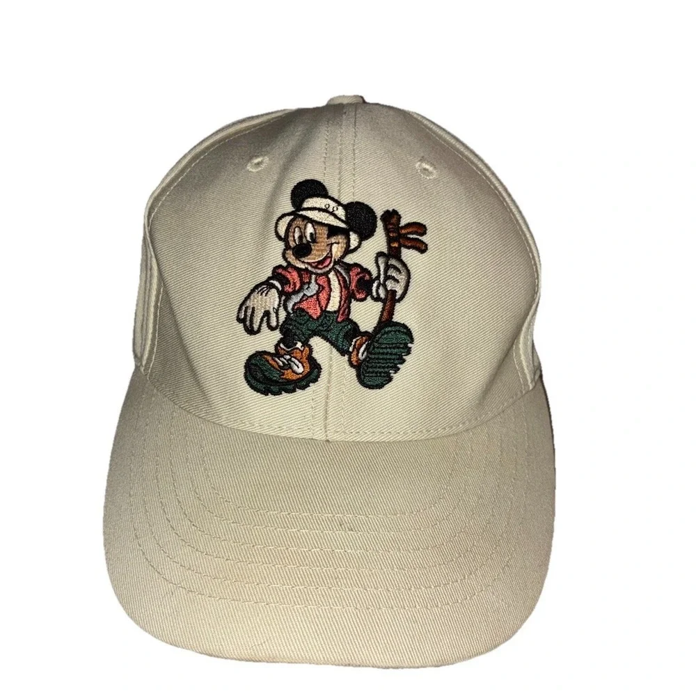 Disneyland California Adventure Hat Youth Beige Mickey Mouse Hiking Cap‎ Vtg 90s